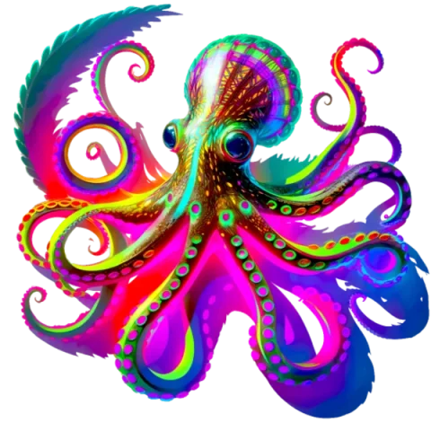 Pieuvre fluo psychédélique
