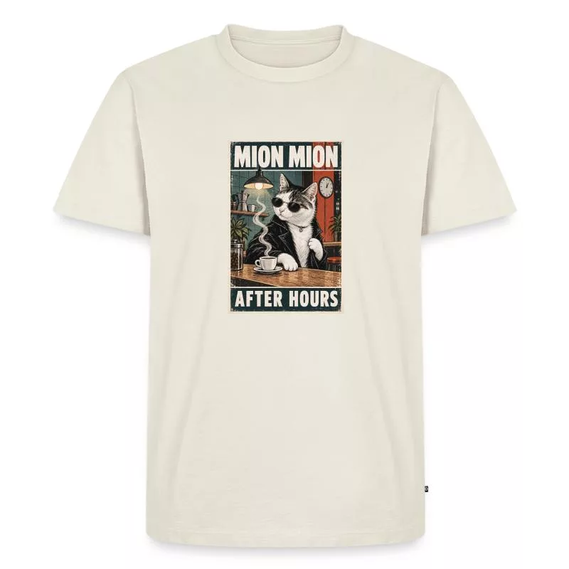 Chat en lunettes — Le café des insoumis sur T-shirt Premium bio Homme