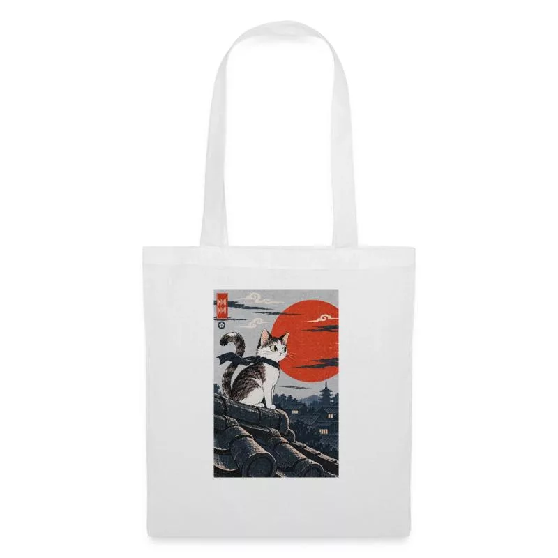 Chat sur les toits du Japon sur Sac en tissu