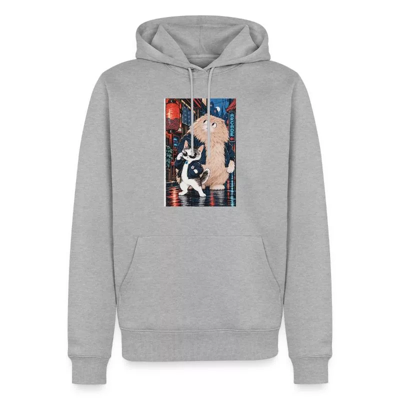 Deux chats à l’arcade — Les patrons du quartier sur Sweat à capuche Premium bio Homme
