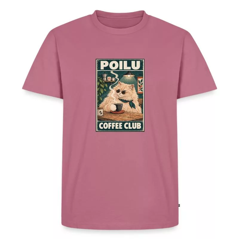 Chat roux au café — Poilu Coffee Club sur T-shirt Premium bio Homme