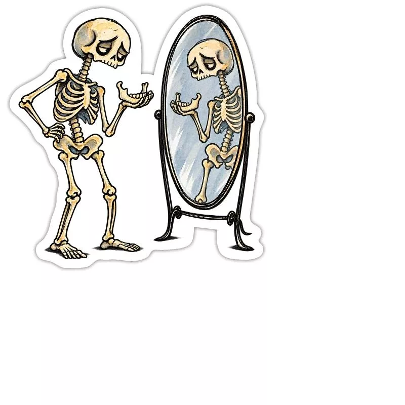 Squelette : un rire à décrocher la mâchoire sur Sticker taille M (15 x 15 cm)