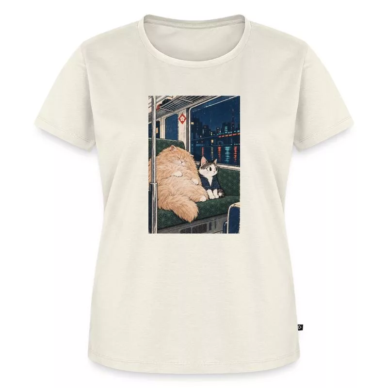 Deux chats dans le train — Terminus tendresse sur T-shirt Premium bio Femme