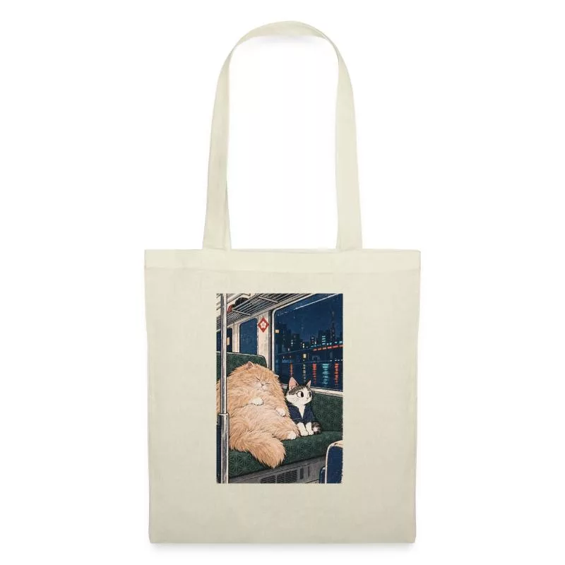 Deux chats dans le train — Terminus tendresse sur Sac en tissu