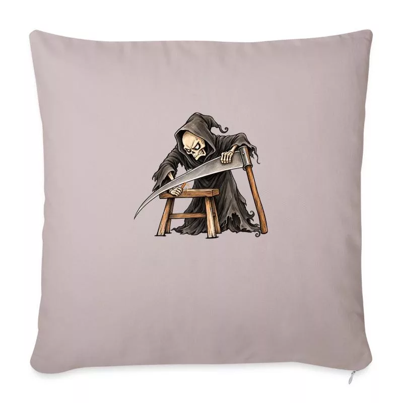 Faucheuse à la lime : la Mort s’use à la tâche sur Housse de coussin décorative 45 x 45 cm