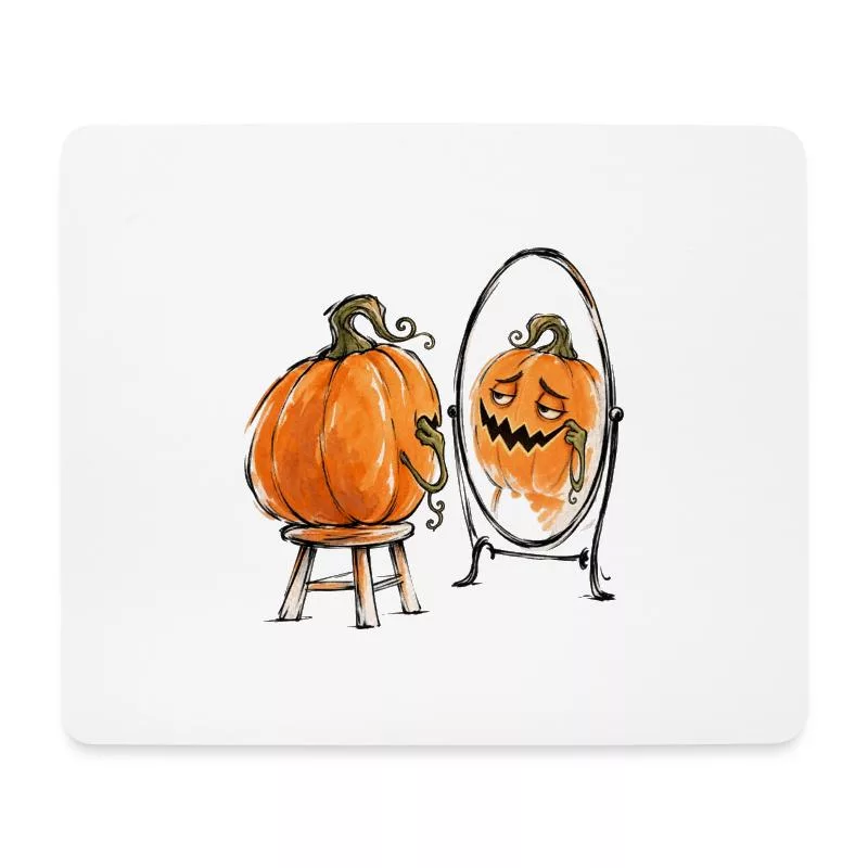 Citrouille au miroir : terreur en répétition sur Tapis de souris (format paysage)