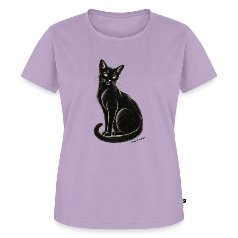 Chat noir au fusain sur T-shirt Premium bio Femme