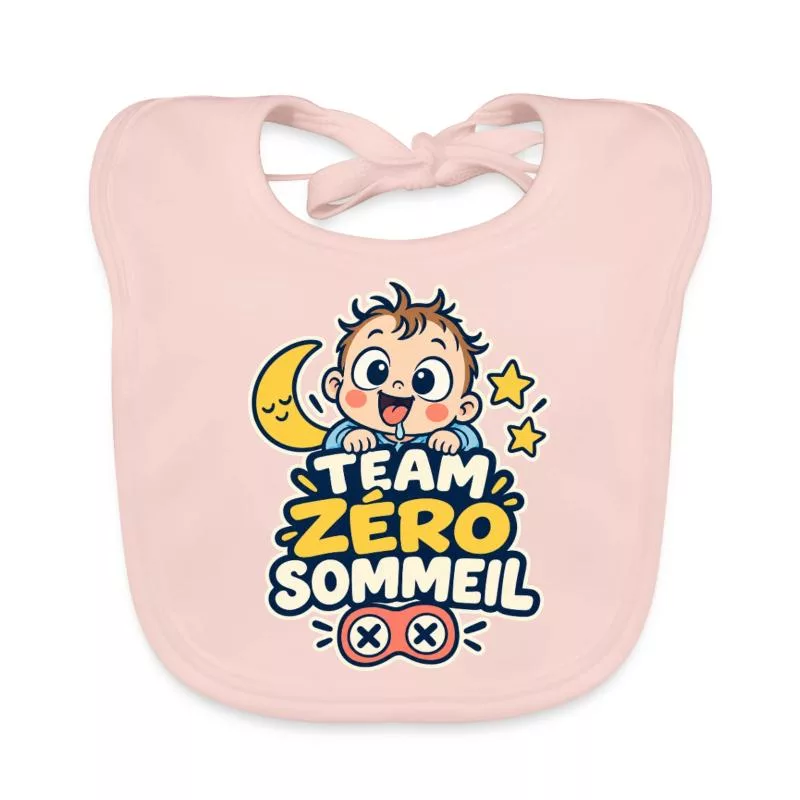 Team zéro sommeil – Humour bébé sur Bavoir bio Bébé