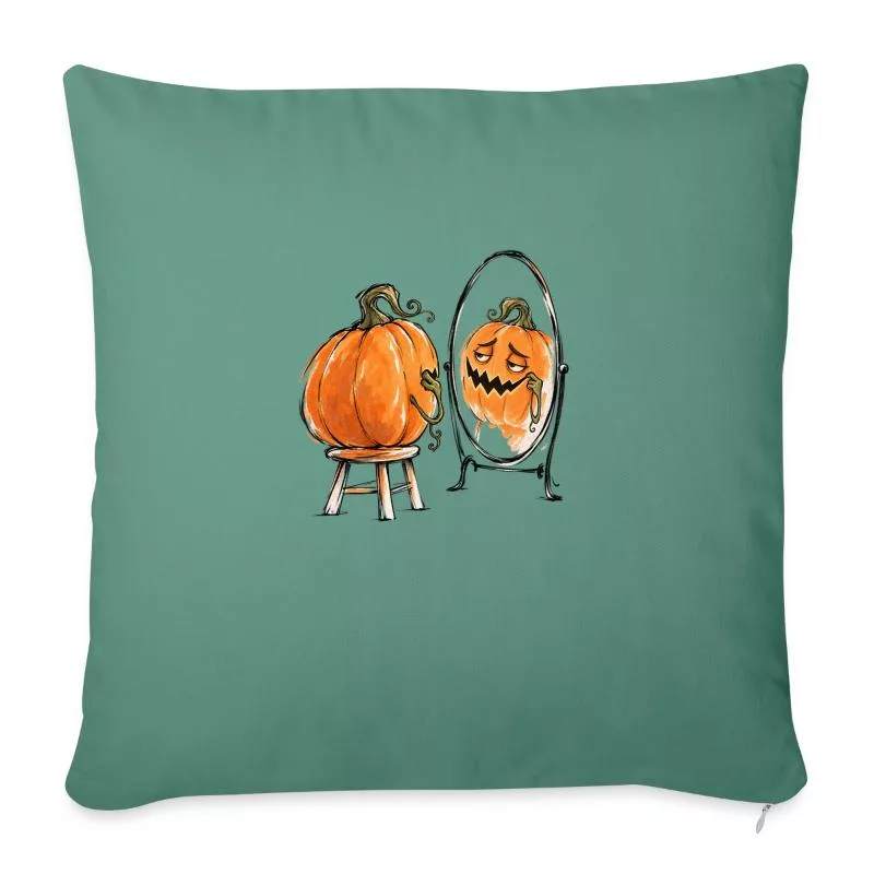 Citrouille au miroir : terreur en répétition sur Housse de coussin décorative 45 x 45 cm