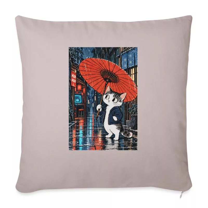 Chat gamer sous la pluie — Encore une partie sur Housse de coussin décorative 45 x 45 cm