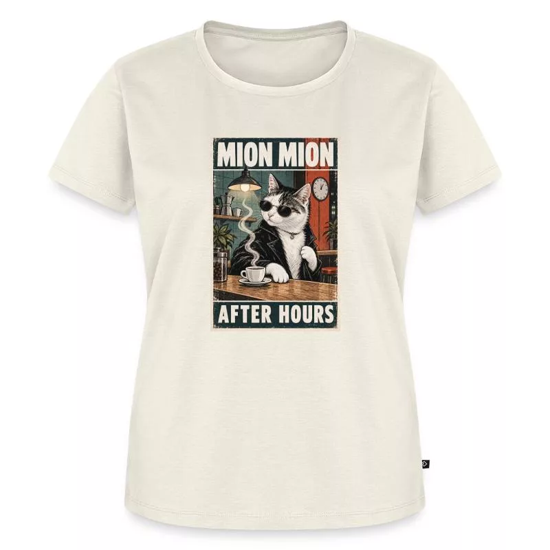 Chat en lunettes — Le café des insoumis sur T-shirt Premium bio Femme