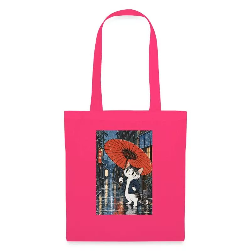 Chat au parapluie rouge — Roi de la pluie sur Sac en tissu