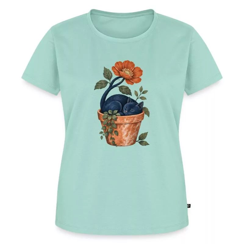 Le jardinier endormi – Chat fleuri sur T-shirt Premium bio Femme