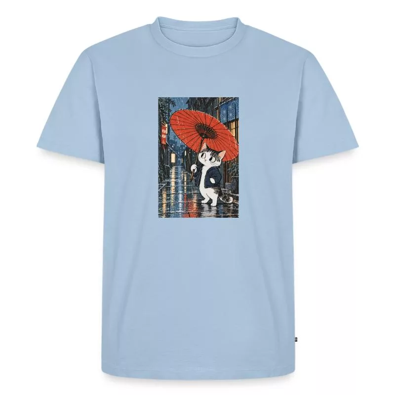 Chat au parapluie rouge — Roi de la pluie sur T-shirt Premium bio Homme