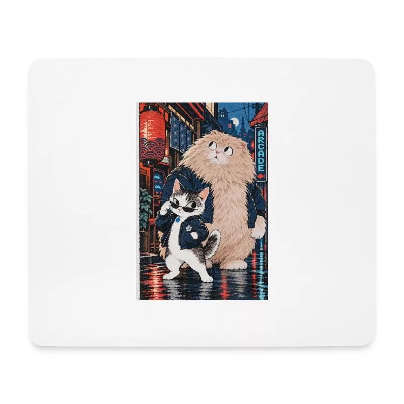 Deux chats à l’arcade — Les patrons du quartier sur Tapis de souris (format paysage)
