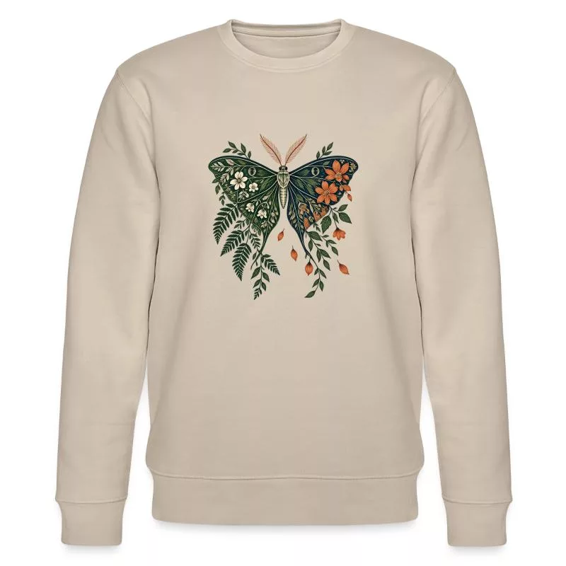 Papillon botanique – Les ailes du jardin sur Sweat bio CHANGER Stanley/Stella Unisexe