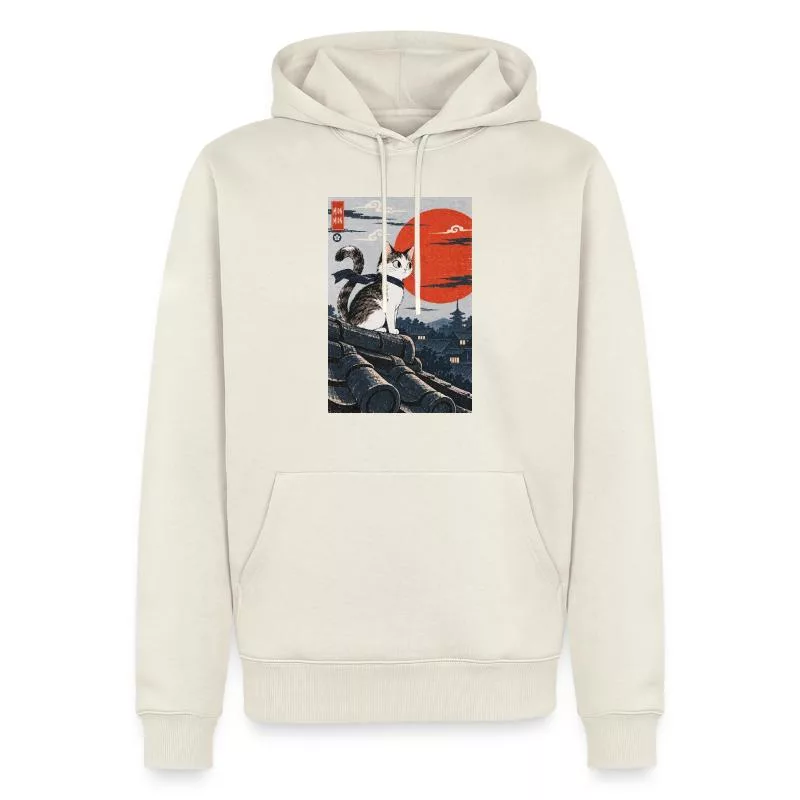 Chat sur les toits du Japon sur Sweat à capuche Premium bio Homme