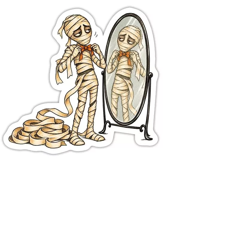 Momie : l’élégance part en bandelettes sur Sticker taille M (15 x 15 cm)