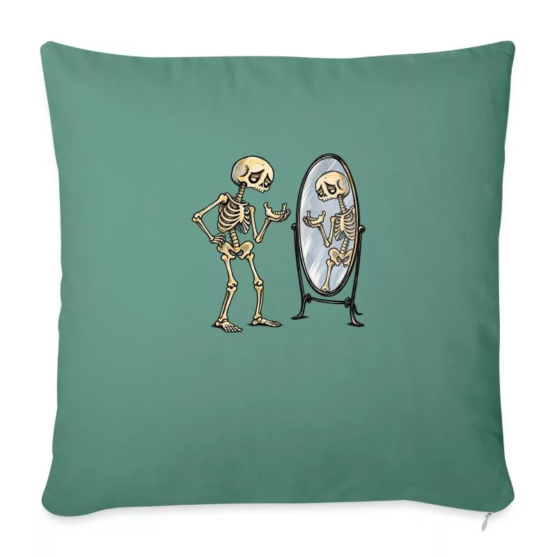 Squelette : un rire à décrocher la mâchoire sur Housse de coussin décorative 45 x 45 cm