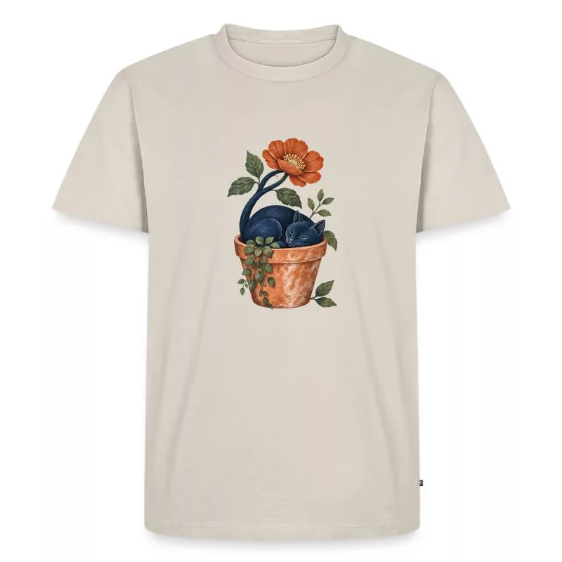 Le jardinier endormi – Chat fleuri sur T-shirt Premium bio Homme