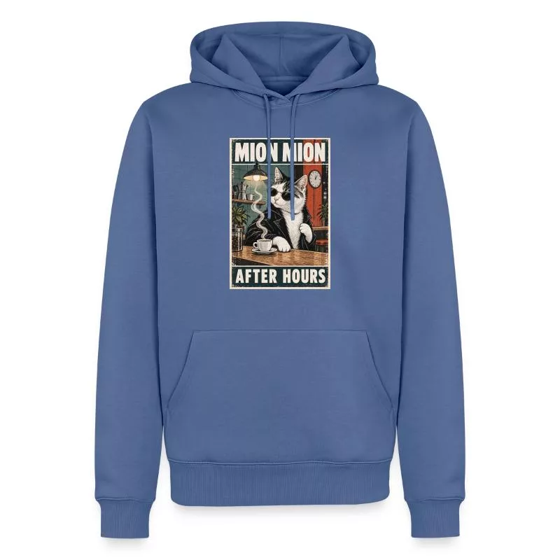 Chat en lunettes — Le café des insoumis sur Sweat à capuche Premium bio Homme