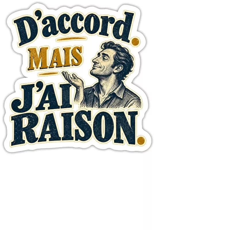 D’accord. Mais j’ai raison. sur Sticker taille M (15 x 15 cm)