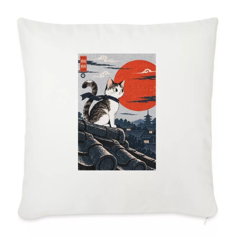 Chat sur les toits du Japon sur Housse de coussin décorative 45 x 45 cm