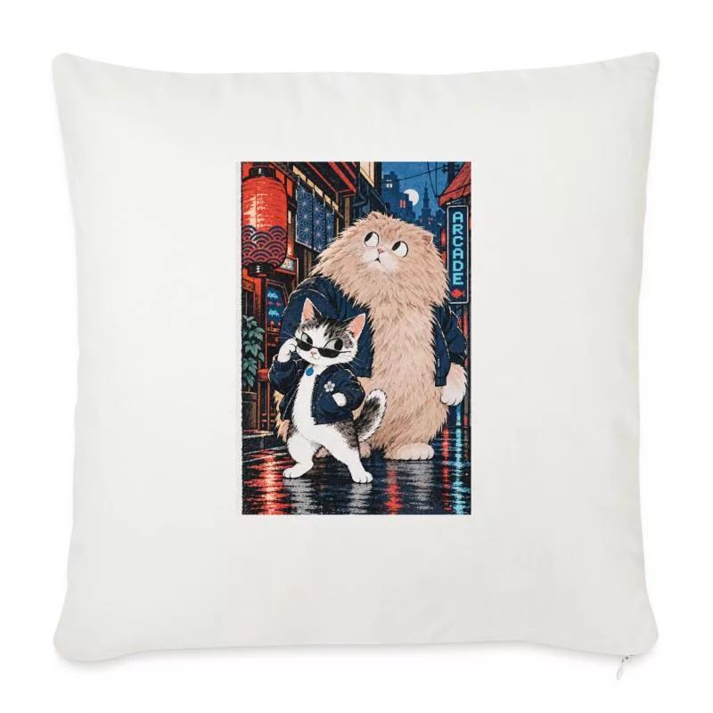 Deux chats à l’arcade — Les patrons du quartier sur Housse de coussin décorative 45 x 45 cm
