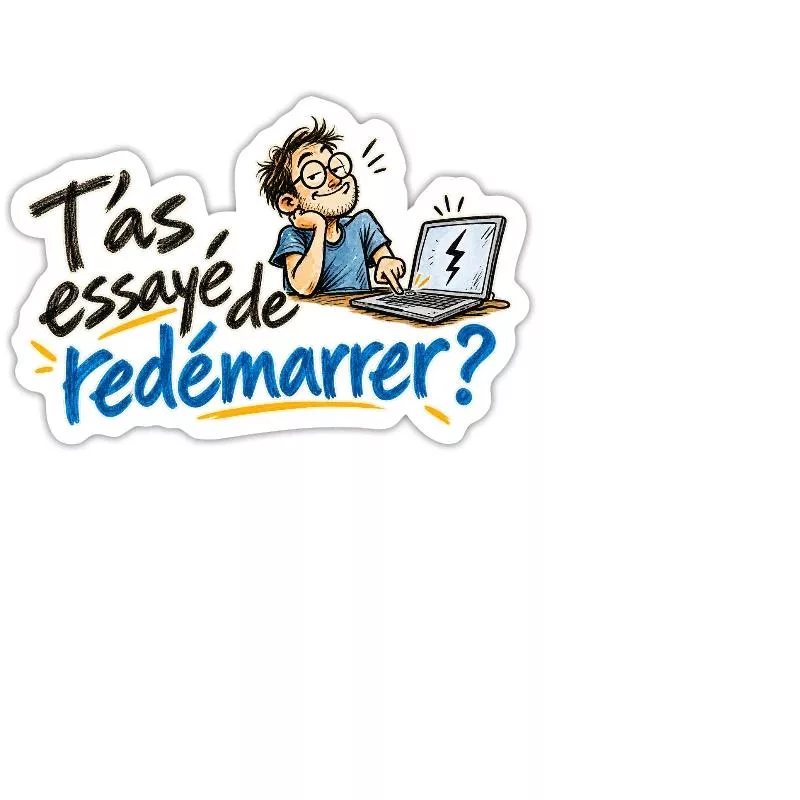 T’as essayé de redémarrer ? sur Sticker taille M (15 x 15 cm)