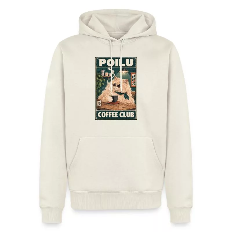 Chat roux au café — Poilu Coffee Club sur Sweat à capuche Premium bio Homme