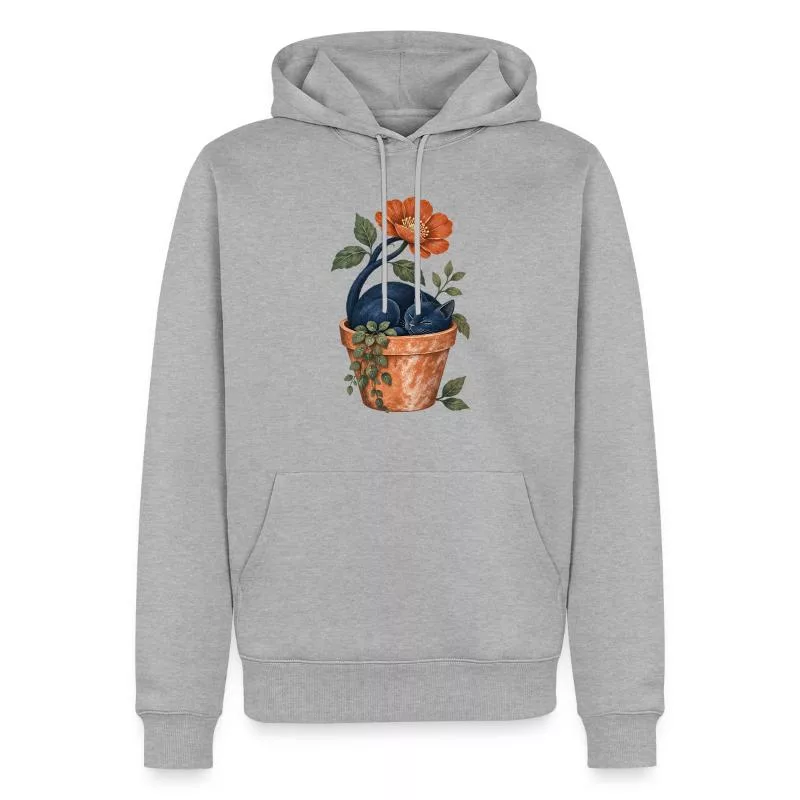 Le jardinier endormi – Chat fleuri sur Sweat à capuche Premium bio Homme