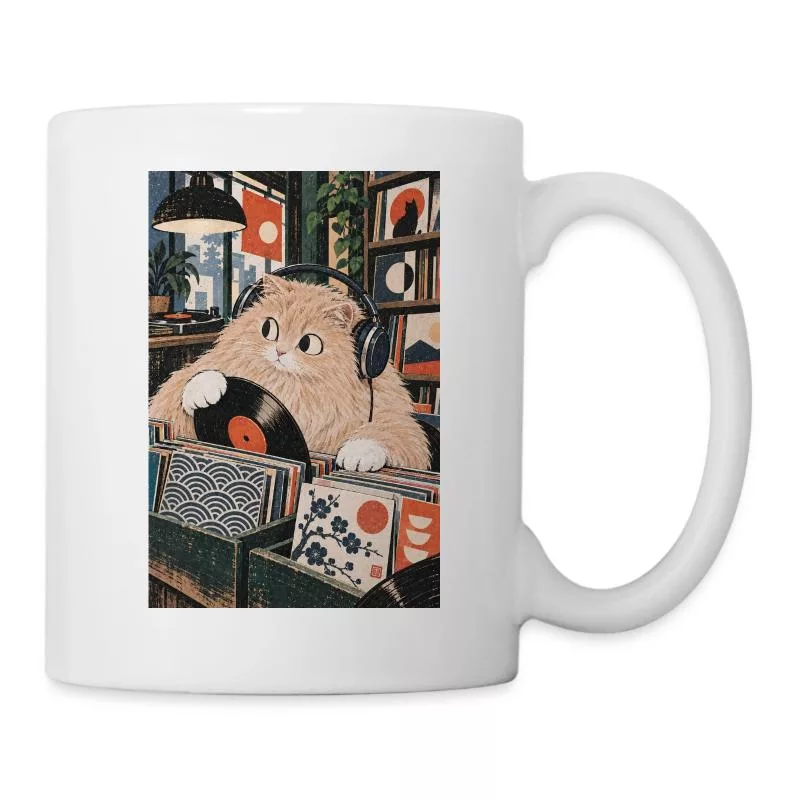 Pour les amateurs de chats et de vinyles — Mug blanc · blanc