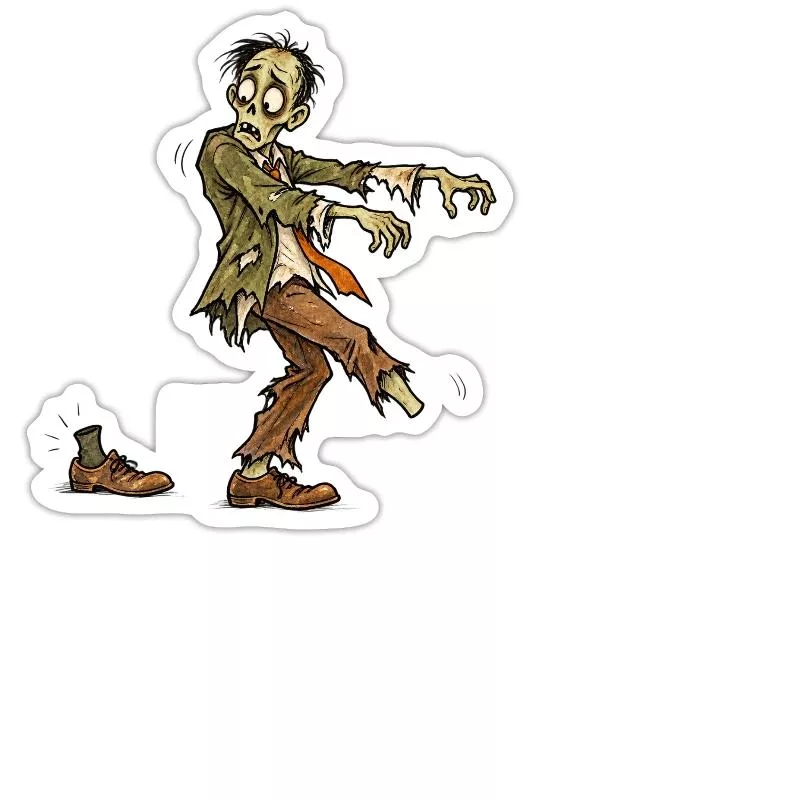 Zombie : le pied refuse de suivre sur Sticker taille M (15 x 15 cm)
