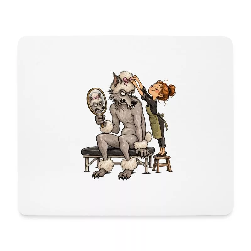 Loup-garou chez le toiletteur : adieu la terreur sur Tapis de souris (format paysage)