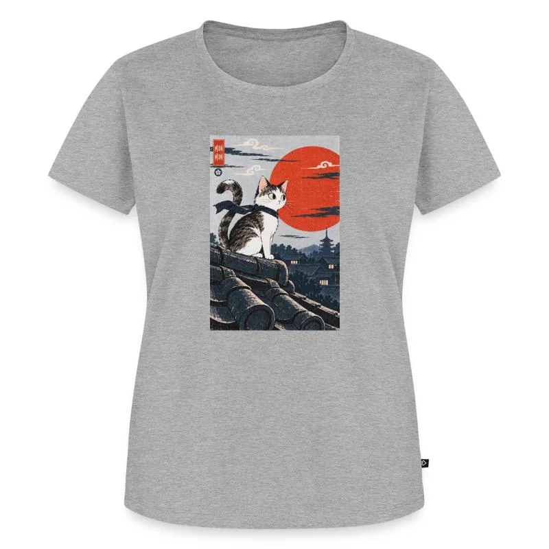 Chat sur les toits du Japon sur T-shirt Premium bio Femme