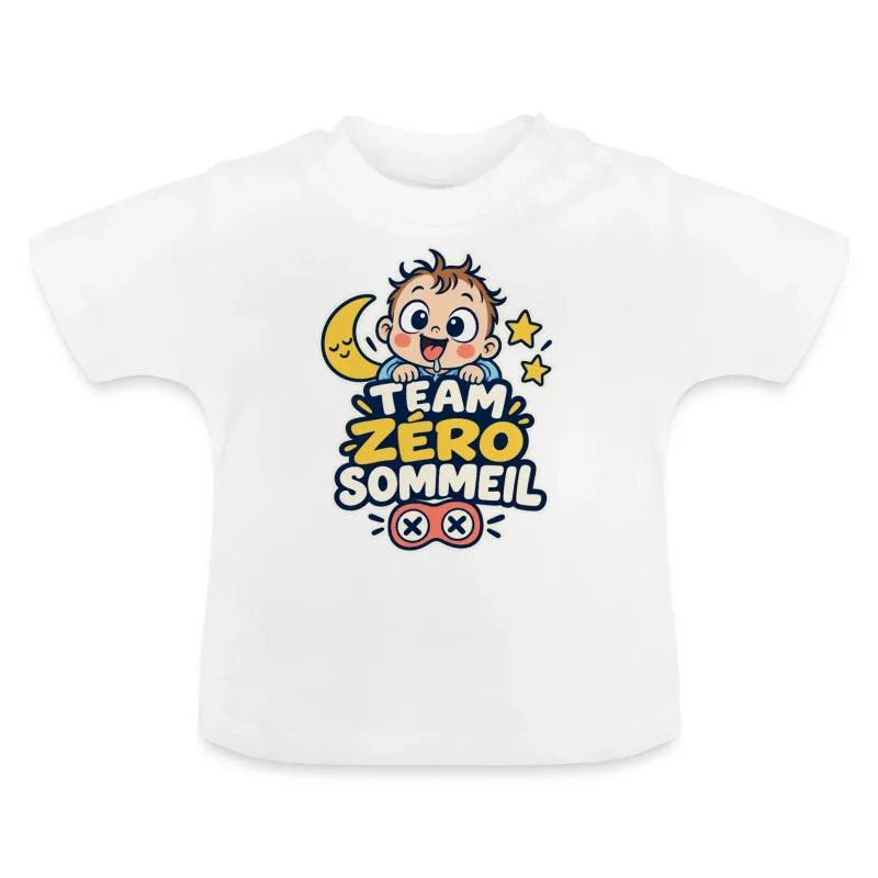 Team zéro sommeil – Humour bébé sur T-shirt bio col rond Bébé