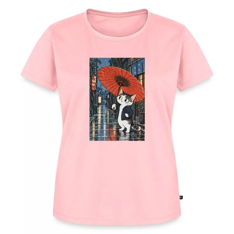 Chat au parapluie rouge — Roi de la pluie sur T-shirt Premium bio Femme