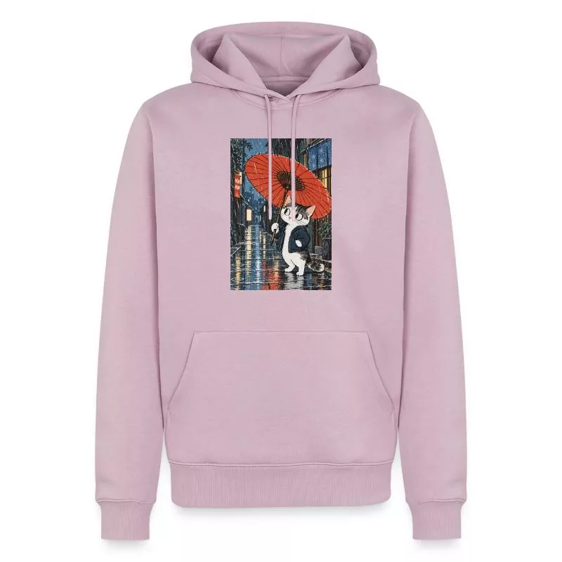 Chat au parapluie rouge — Roi de la pluie sur Sweat à capuche Premium bio Homme