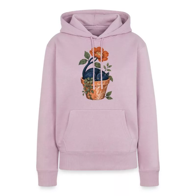 Le jardinier endormi – Chat fleuri sur Sweat à capuche Premium bio Femme