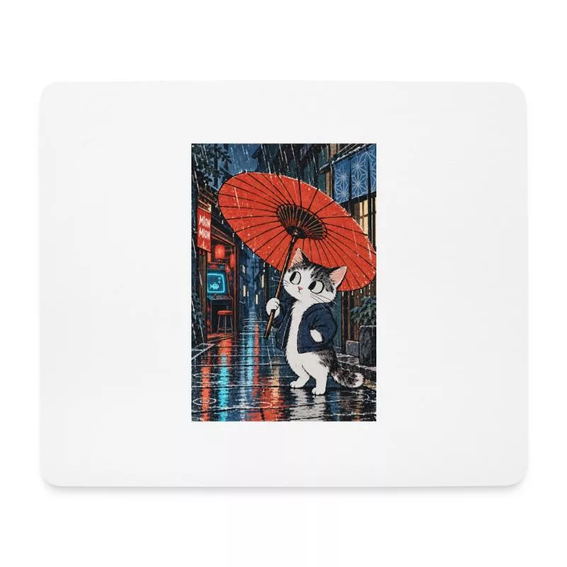 Chat gamer sous la pluie — Encore une partie sur Tapis de souris (format paysage)