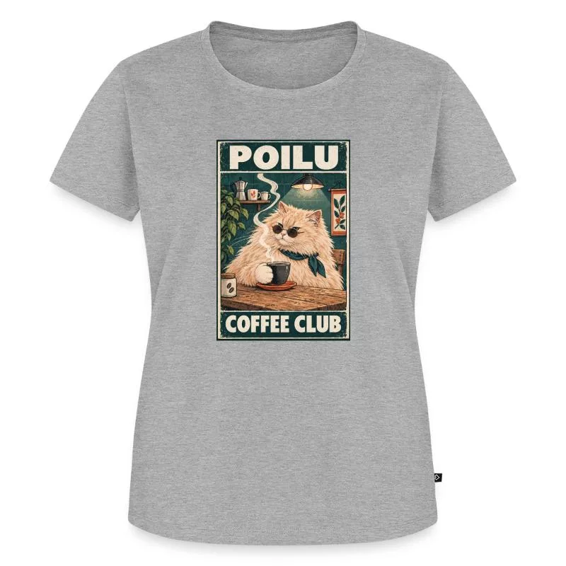 Chat roux au café — Poilu Coffee Club sur T-shirt Premium bio Femme
