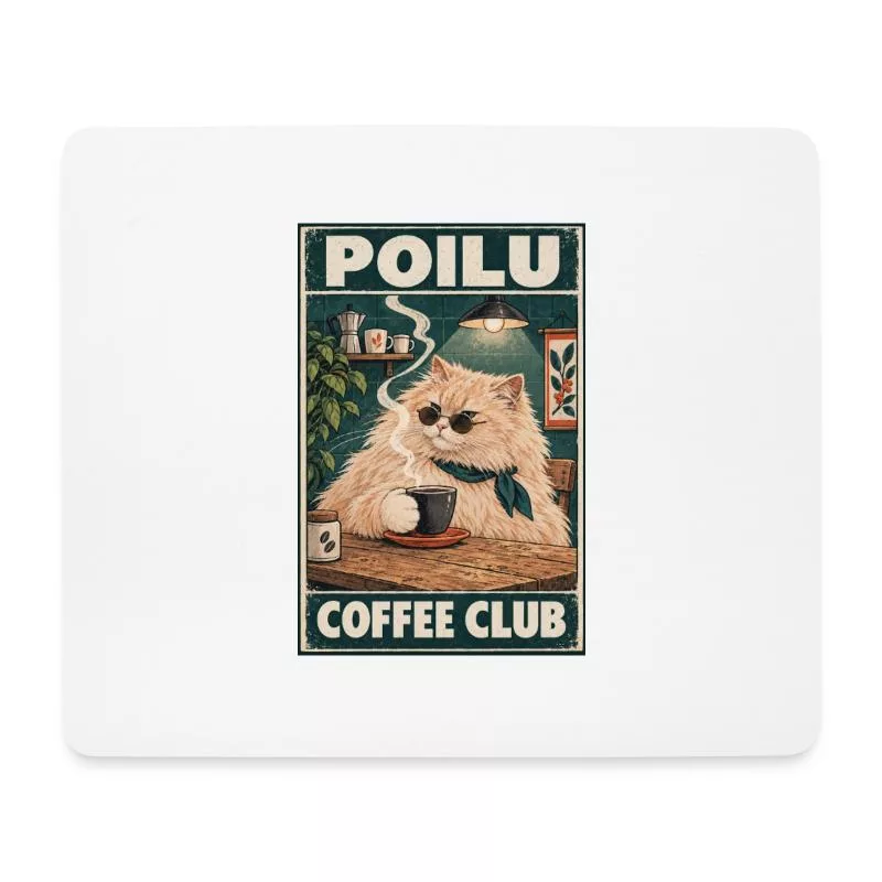 Chat roux au café — Poilu Coffee Club sur Tapis de souris (format paysage)