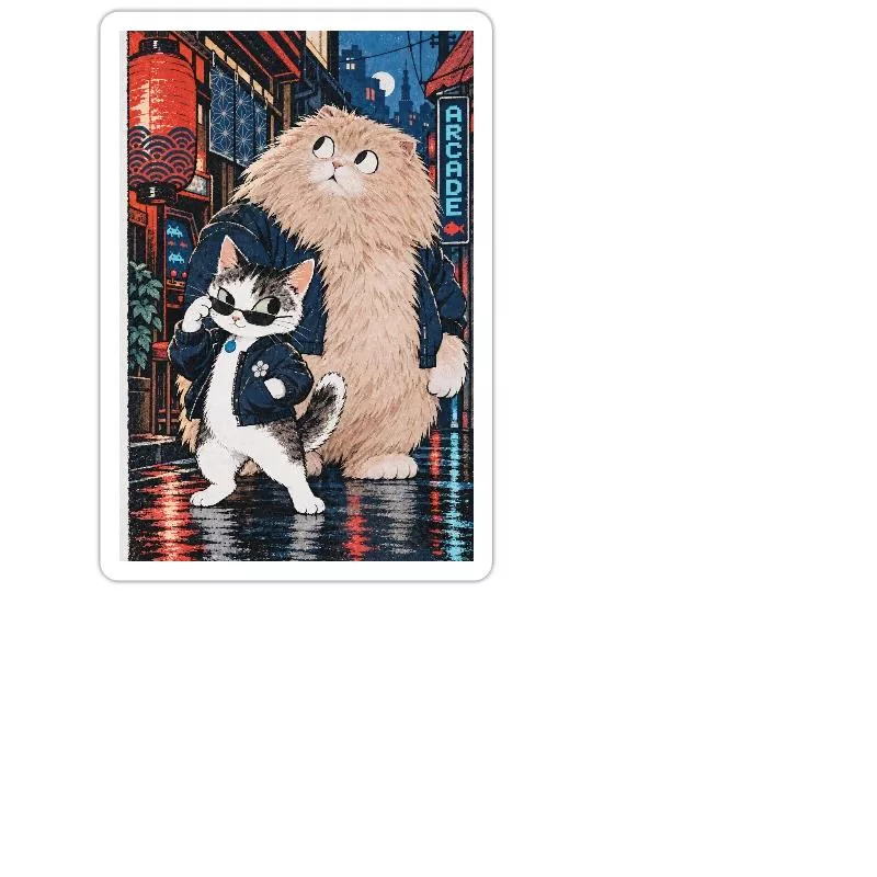Deux chats à l’arcade — Les patrons du quartier sur Sticker taille M (15 x 15 cm)