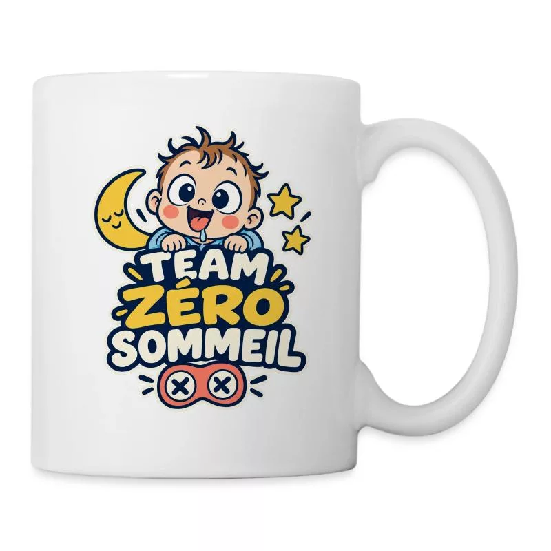 Team zéro sommeil – Humour bébé sur Mug blanc