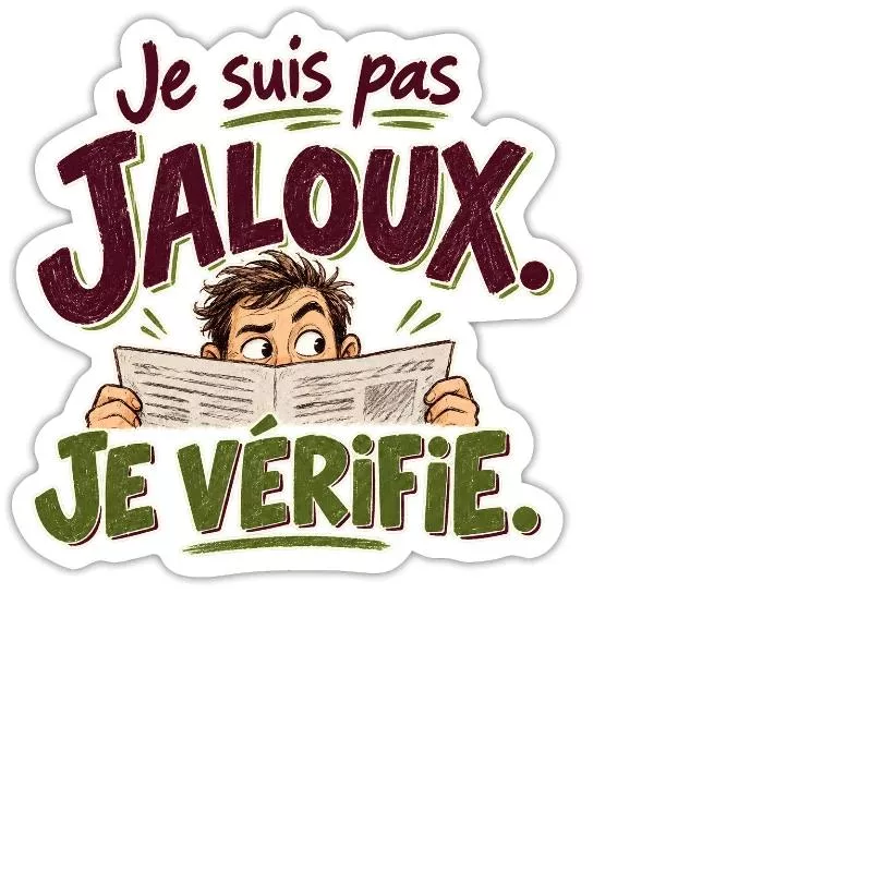 Je suis pas jaloux. Je vérifie. sur Sticker taille M (15 x 15 cm)