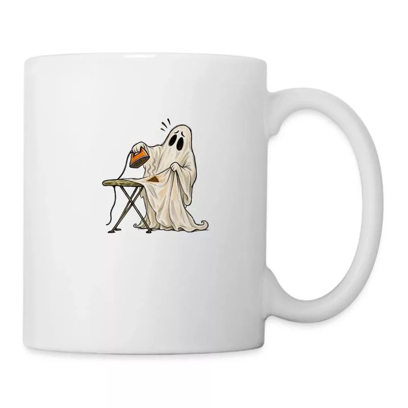 Fantôme au repassage : drap en détresse sur Mug blanc