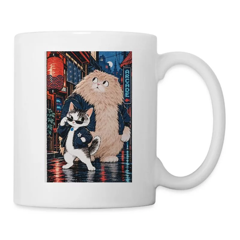 Deux chats à l’arcade — Les patrons du quartier sur Mug blanc