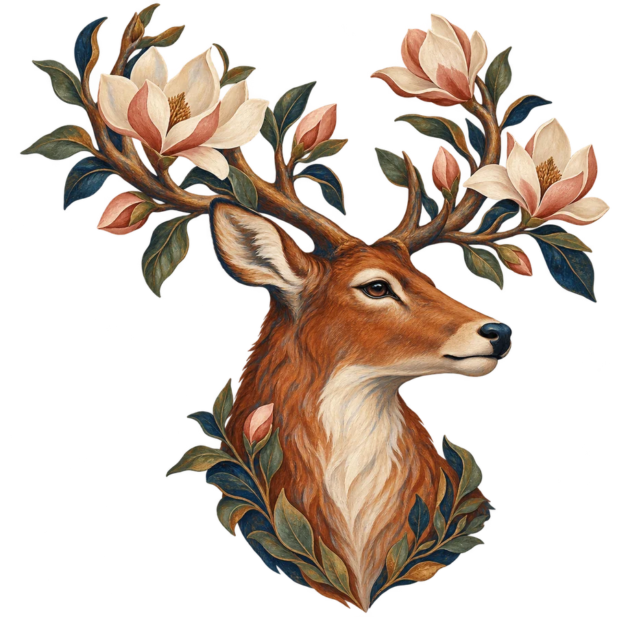 Cerf aux magnolias