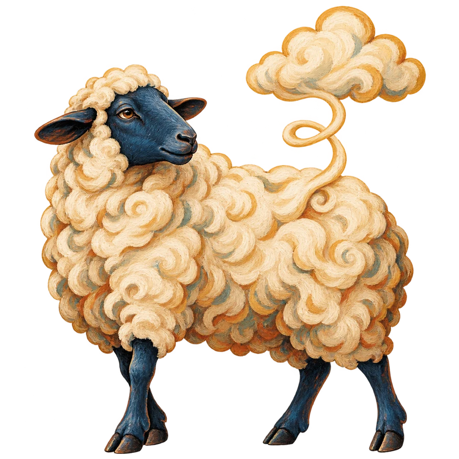 Mouton dont la laine devient nuage