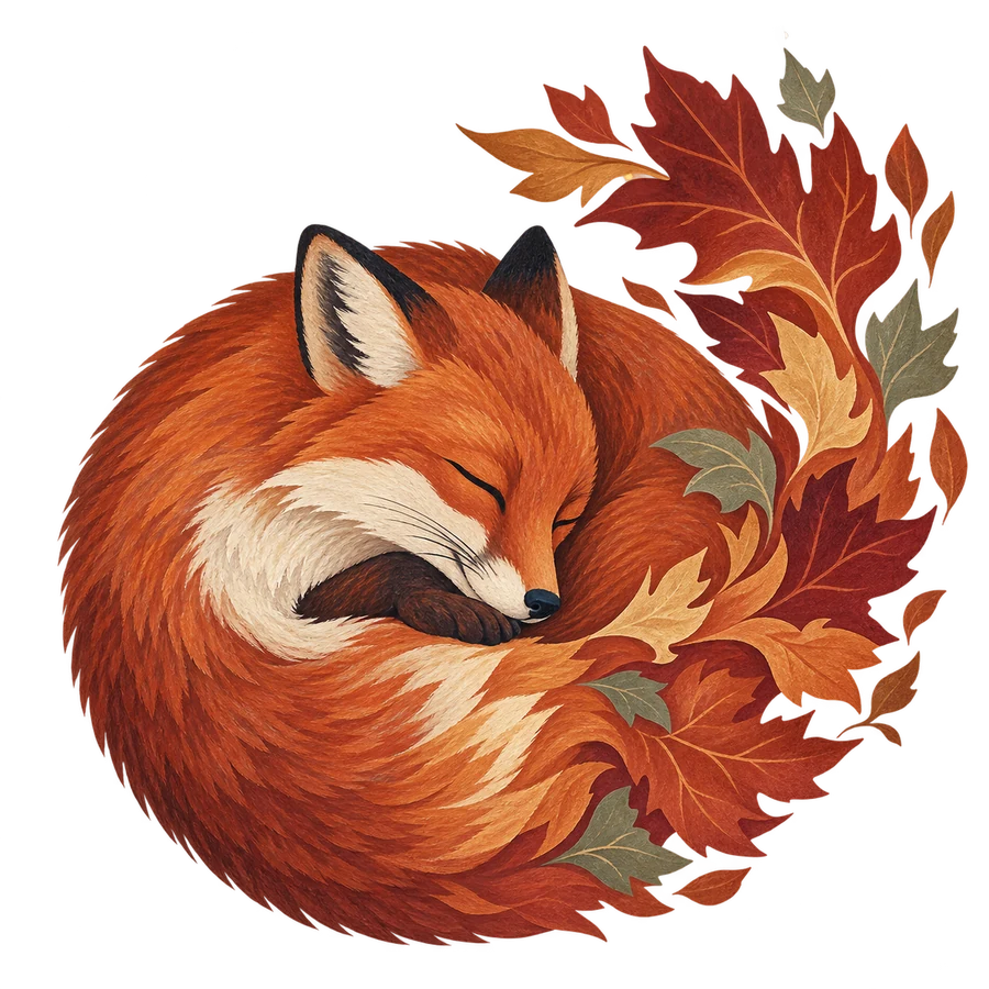 Renard endormi aux feuilles d’automne